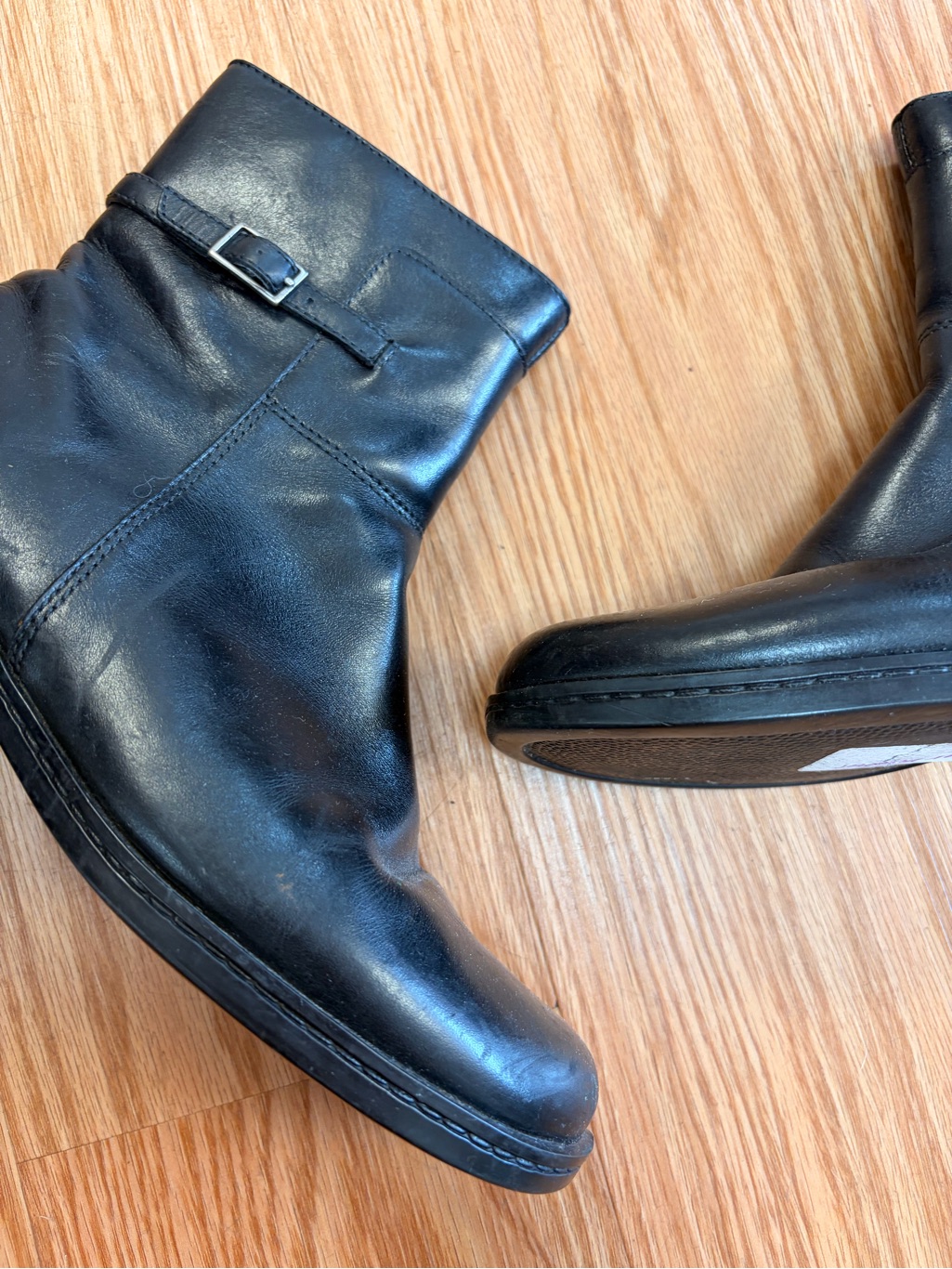 Black Leather Clarks Ankle Boots With Buckle Detail — image 3 of 5